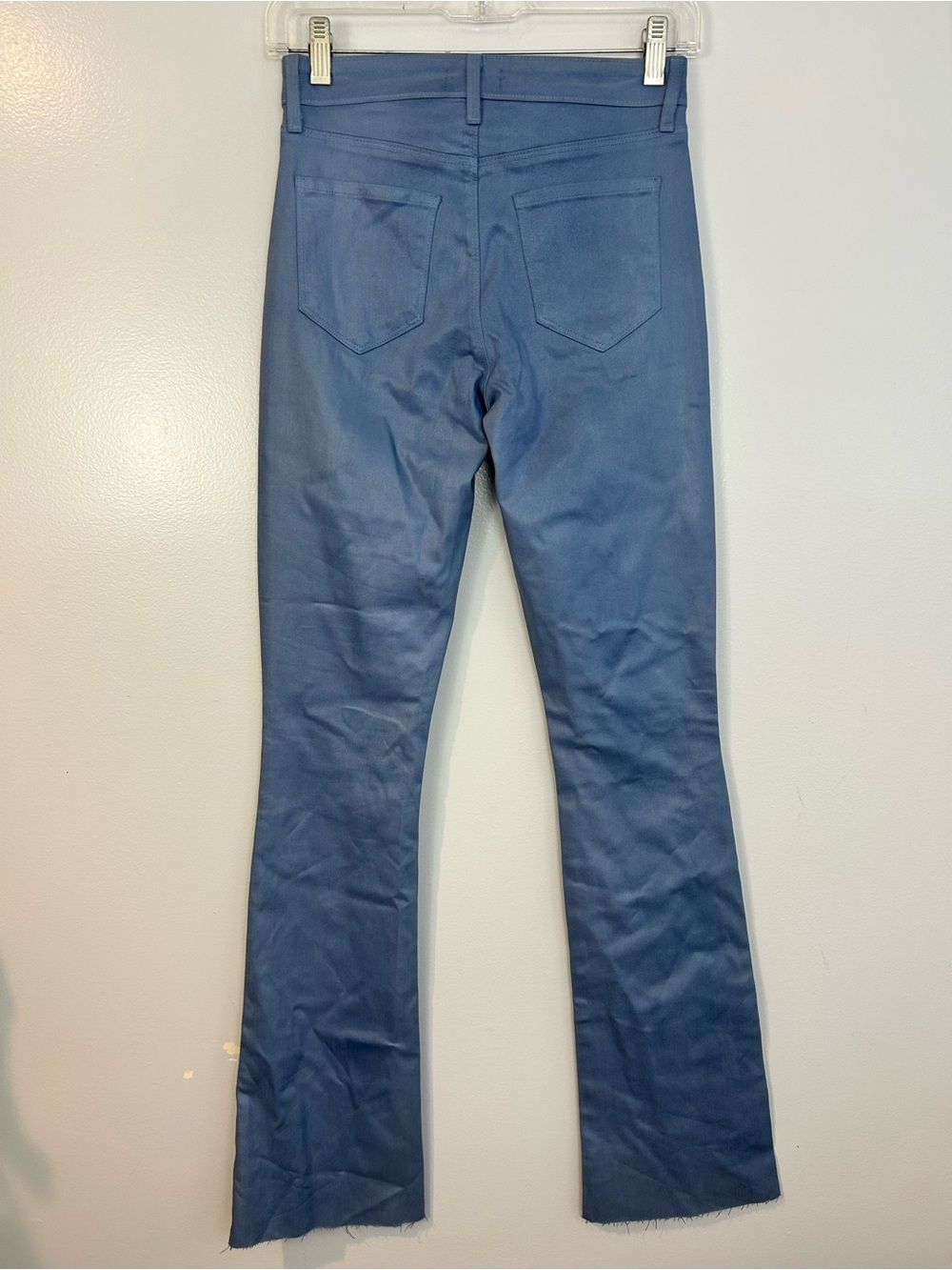 L'agence Ruth Coated Blue Mist Wax Straight Leg Flare Ankle High Rise Jeans 25 - Picture 6 of 11